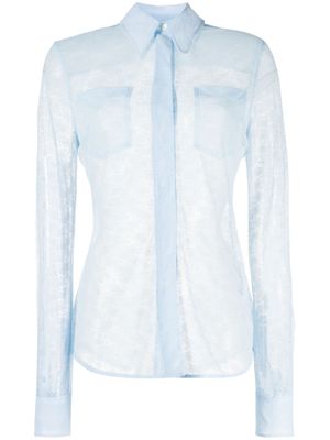 Victoria Beckham chemise en dentelle à manches longues - Bleu