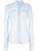 Victoria Beckham chemise en dentelle à manches longues - Bleu