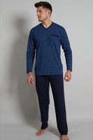 Gotzburg Pyjama V-hals blauw met rechte pijpen blauw - thumbnail
