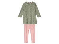 lupilu Meisjes jurk met legging (110/116, Groen/roze) - thumbnail