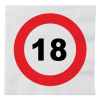 Verjaardag servetten verkeersbord 18 jaar - 60x - 33 x 33 cm - Leeftijd thema feest servetten