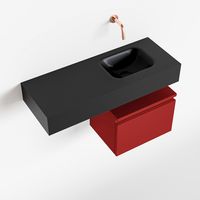 Toiletmeubel Mondiaz Andor | 80 cm | Meubelkleur Fire | Lex vrijhangend wastafel Urban Rechts | Zonder kraangat