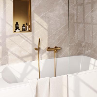 Brauer Gold Edition Badkraan - douchegarnituur - handdouche staaf 1 stand - gladde knop - PVD - geborsteld goud 5-GG-232