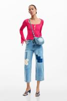 Patchwork jeans met haakwerk - BLUE - 44