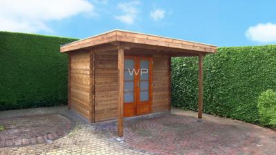 Woodpro Drenthe Tuinhuis 300x350 cm 28 mm vuren blank- Plat dak- Onbehandeld vurenhout- Woodpro