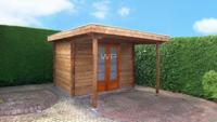Woodpro Drenthe Tuinhuis 300x350 cm 28 mm vuren blank- Plat dak- Onbehandeld vurenhout- Woodpro