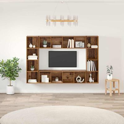 TV-kast 4 pcs Bruin 37 x 37 x 142.5 cm Bewerkt hout