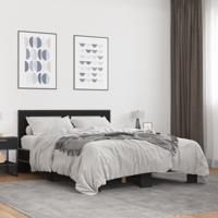 Bedframe LED bewerkt hout metaal zwart 140x190 cm