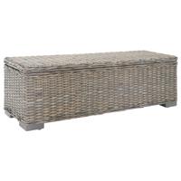 Opbergbox 110 cm natuurlijk kubu rattan en mahoniehout grijs