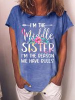 Women's I'm The Middle Sister I'm The Reason We Have Rules Casual Cotton Crew Neck T-Shirt - thumbnail