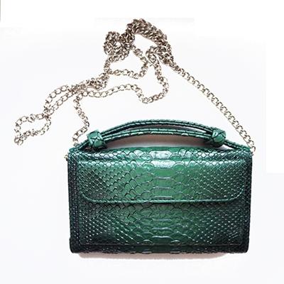 Echte lederen vrouwen hand tas vrouwelijke Modeketen Schoudertas Luxe designer Tote Messenger Bags (donkergroen)
