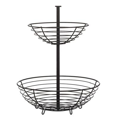 fruitschaal - zwart - metalen - 30 x 40 cm - rond - etag?re 2 lagen