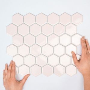 The Mosaic Factory Barcelona mozaïektegel - 28.2x32.1cm - wandtegel - Zeshoek/Hexagon - Porselein Pink Glans AFH13072