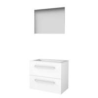 Basic-Line Basic 46 Badkamermeubelset - 80 x 46 cm - Met Grepen - 2 Lades - Acryl Wastafel - 1 Kraangat - Spiegel - Ice White
