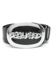 DSQUARED2 ceinture en cuir à plaque logo - Noir