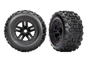 Traxxas - Tires and wheels, assembled, glued (3.8' black wheels, Sledgehammer tires, foam inserts) (2) (TRX-9672)