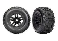 Traxxas - Tires and wheels, assembled, glued (3.8' black wheels, Sledgehammer tires, foam inserts) (2) (TRX-9672) - thumbnail