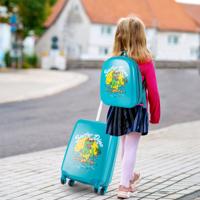 2-delige Kinderkoffer Set Kinderbagage met Wielen 16" Handbagage & 13" Harde Rugzak Dinosaurus Blauw