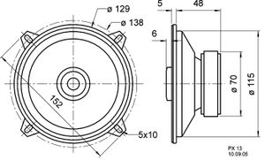 Visaton PX 13 - 4 Ohm 5 inch 13 cm 2-weg-coaxiaalluidspreker 30 W 4 Ω Watervast polypropyleen membraan