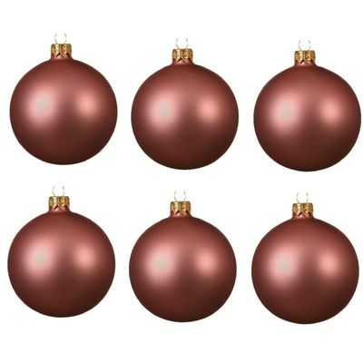6x Oud roze glazen kerstballen 6 cm mat