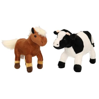 Cornelissen Pluche knuffel boerderijdieren set - Koe en Paard - 20 cm - Zachte kinder knuffels Cornelissen Pluche knuffel boerderijdieren set - Koe en Paard - 20 cm - Zachte kinder knuffels