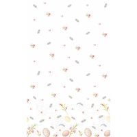 Pasen tafelkleed/tafellaken paaseieren wit/roze 138 x 220 cm   -