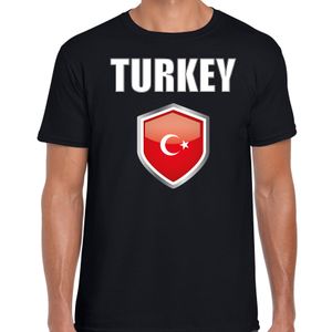 Turkije landen supporter t-shirt met Turkse vlag schild zwart heren