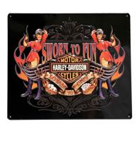 Harley-Davidson Sworn To Fun Babes Metalen Bord - 38 x 33cm LAATSTE STUKS