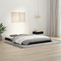 Bedframe massief grenenhout zwart 135x190 cm