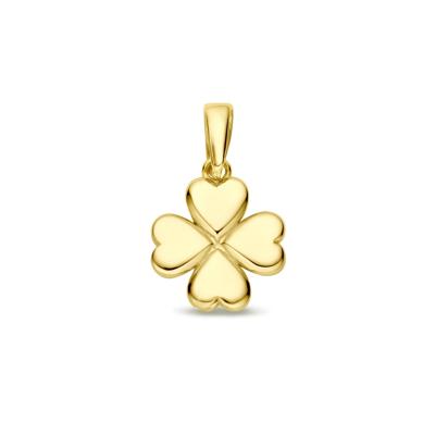 14k Geelgouden Hanger met Klavertje - Een Elegante Geluksbrenger voor Elke Gelegenheid