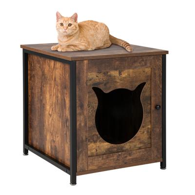Kattenbak voor Katten Multifunctioneel Nachtkastje voor Katten Verborgen Toilet voor Katten met Deurtje 50 x 53 x 55 cm Bruin