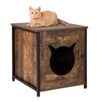 Kattenbak voor Katten Multifunctioneel Nachtkastje voor Katten Verborgen Toilet voor Katten met Deurtje 50 x 53 x 55 cm Bruin