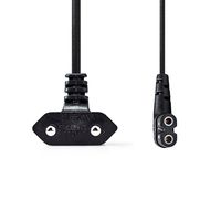 Nedis Stroomkabel | Euro Male | IEC-320-C7 | Gehoekt | Links Gehoekt | Vernikkeld | 3.00 m | Plat | PVC | Zwart | Label - CEGL11055BK30