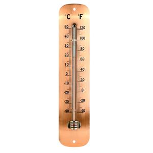 RVS Tuin/buiten thermometer koperkleurig - 30 cm - Buitenthermometers