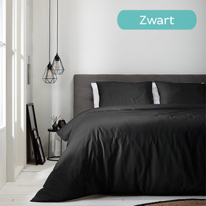 Luna Bedding Luna Uni  Dekbedovertrek Kleur: Zwart, 1-persoons  (140 x 220 + 1 kussensloop) Dekbedovertrek