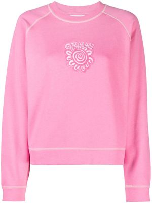 GANNI sweat en coton à logo imprimé - Rose