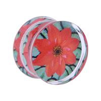 Double Flared Plug met bloemendesign Acryl Tunnels & Plugs