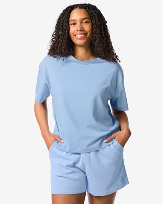 HEMA Dames T-shirt oversized fit lichtblauw (lichtblauw)
