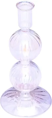 Vondels kandelaar glas bubble 9x19cm luster transparant