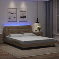 Bedframe met LED zonder matras "Hvar" cappuccino 160x200 cm