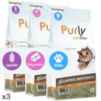 Purly Clumping bentoniet kattenbakvulling - probeerpakket alle geuren (3 x 5 liter)