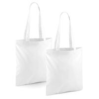 Draagtasje met hengsels - 2x - wit - 42 x 38 cm - katoen - 10 liter - boodschappen - gymtas