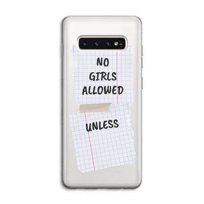 No Girls Allowed Unless: Samsung Galaxy S10 4G Transparant Hoesje
