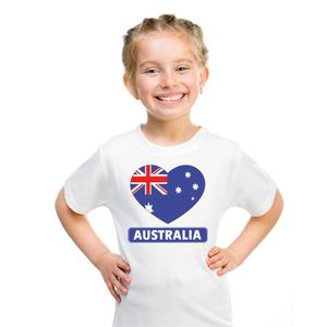 Australie hart vlag t-shirt wit jongens en meisjes XL (158-164)  -