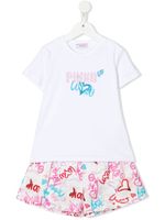 Pinko Kids ensemble haut-short à cœurs - Blanc