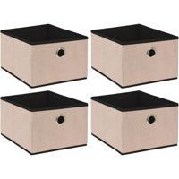 Opbergmand/kastmand - 4x - beige - karton/kunststof - 15 liter - 32 x 25 x 18 cm