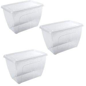 3x Voorraad/vershoudbakjes hoog/diep 1,5 liter transparant 18 x 12 x 12 cm