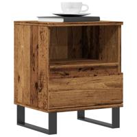 Nachtkastje 40x35x50 cm bewerkt hout oud houtkleurig