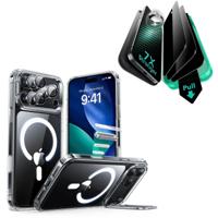 iPhone 17 Pro Max Bundle Classic Hybrid Magnetic Case (Camera Control, Stash Stand) and Armorite Privacy Screen Protector - Clear