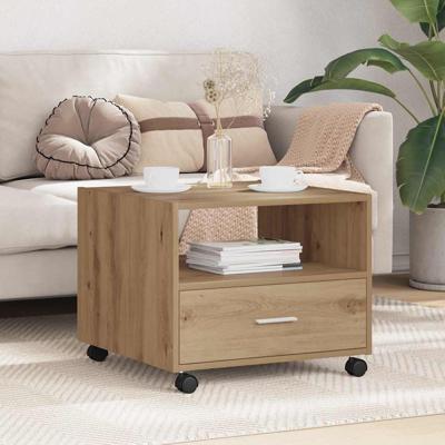 Salontafel artisanaal eikenkleurig 55 x 55 x 45 cm Bewerkt hout